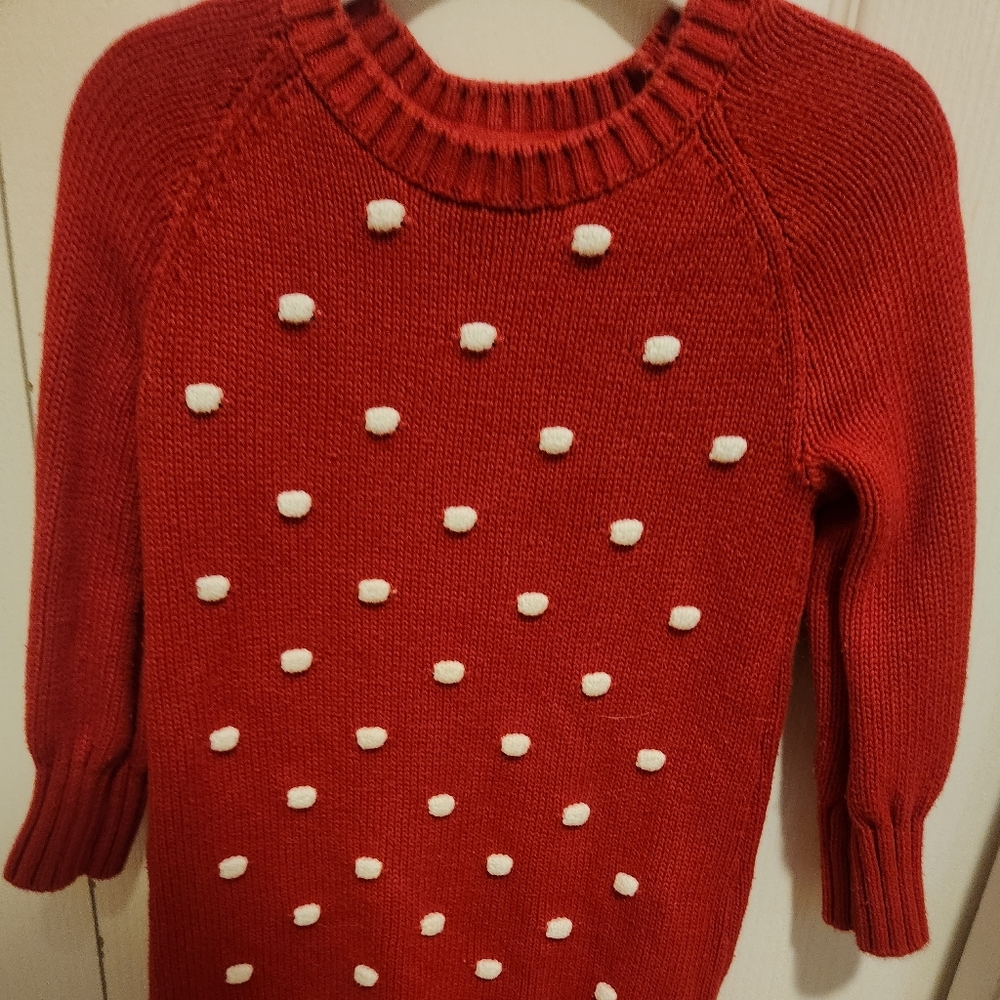 Gap red and white polka dot sweater dress- 3t